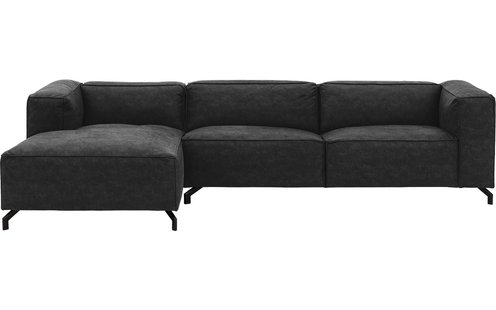 Goossens Bank Calvin antraciet, micro leer, 3,5-zits, modern design