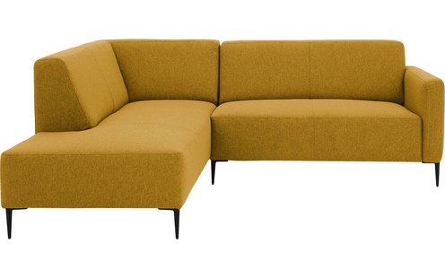 Goossens Bank Key West geel, stof, 2-zits, modern design met ligelement links