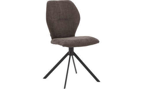 Goossens Eetkamerstoel Hera bruin stof met draaifunctie leuning, modern design