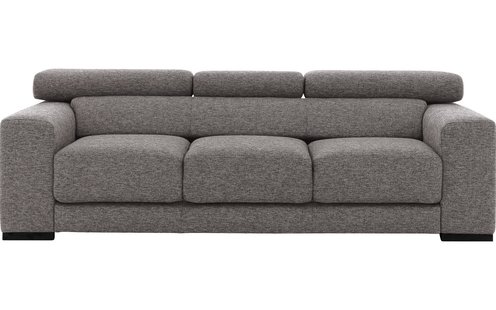 Goossens Bank Nora grijs, stof, 3-zits, stijlvol landelijk