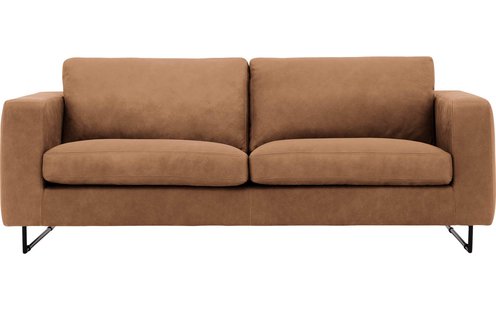 Goossens Excellent Bank Jovani bruin, leer, 3-zits, urban industrieel