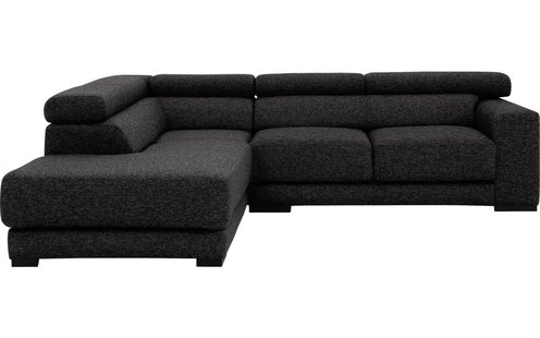 Goossens Bank Nora antraciet, stof, 2-zits, stijlvol landelijk met ligelement links