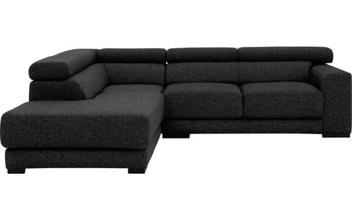 Goossens Bank Nora donkergrijs, stof, 2-zits, stijlvol landelijk met ligelement links