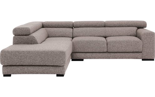 Goossens Bank Nora lichtgrijs, stof, 2-zits, stijlvol landelijk met ligelement links