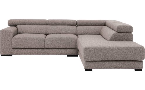 Goossens Bank Nora lichtgrijs, stof, 2-zits, stijlvol landelijk met ligelement rechts