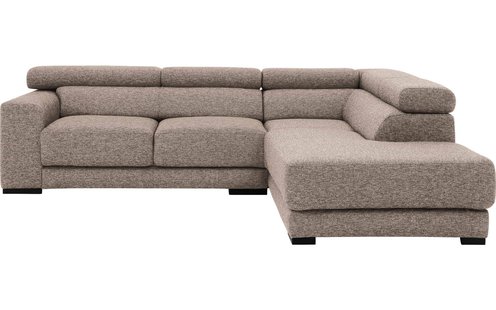 Goossens Bank Nora beige, stof, 2-zits, stijlvol landelijk met ligelement rechts