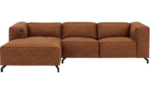 Goossens Bank Calvin cognac, micro leer, 2,5-zits, modern design