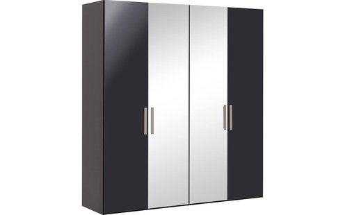 Goossens Kledingkast Easy Storage Ddk, Kledingkast 203 cm breed, 220 cm hoog, 2x draaideur en 2x spiegel draaideur midden