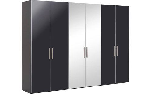 Goossens Kledingkast Easy Storage Ddk, Kledingkast 304 cm breed, 220 cm hoog, 4x draaideur en 2x spiegel draaideur midden