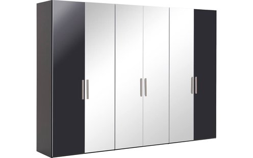 Goossens Kledingkast Easy Storage Ddk, Kledingkast 304 cm breed, 220 cm hoog, 2x draaideur en 4x spiegel draaideur midden