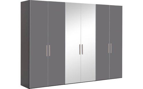 Goossens Kledingkast Easy Storage Ddk, Kledingkast 304 cm breed, 220 cm hoog, 4x glas draaideur en 2x spiegel draaideur midden