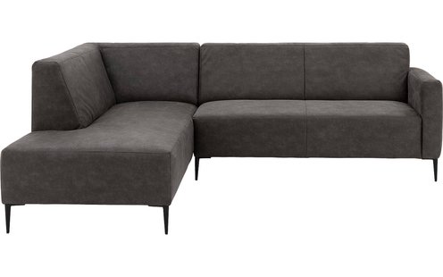 Goossens Bank Key West antraciet, micro leer, 2,5-zits, modern design met ligelement links