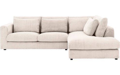 Goossens Bank Ravenia beige, stof, 2,5-zits, stijlvol landelijk met ligelement rechts