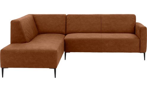 Goossens Bank Key West cognac, micro leer, 2,5-zits, modern design met ligelement links