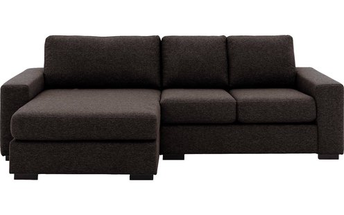 Goossens Bank Lucca donkerbruin, stof, 2-zits, stijlvol landelijk met chaise longue links Goossens Bank Lucca donkerbruin, stof, 2-zits, stijlvol landelijk met chaise longue links