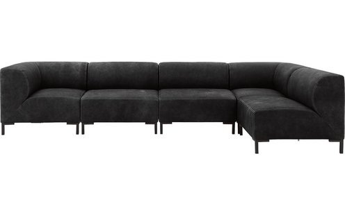 Goossens Excellent Hoekbank Marshall zwart, leer, 1,5-zits, urban industrieel