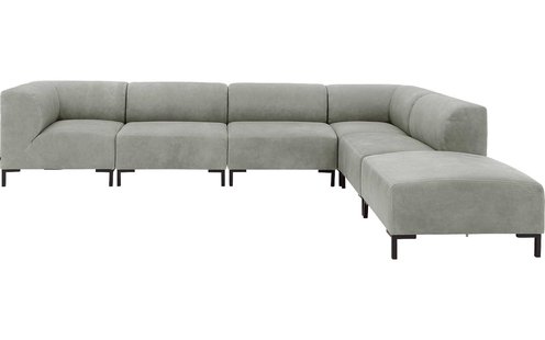 Goossens Excellent Hoekbank Marshall Met Hocker groen, leer, 1,5-zits, urban industrieel