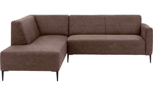 Goossens Bank Key West bruin, micro leer, 2,5-zits, modern design met ligelement links