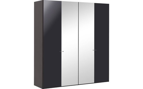 Goossens Kledingkast Easy Storage Ddk, Kledingkast 203 cm breed, 220 cm hoog, 2x draaideur en 2x spiegel draaideur midden