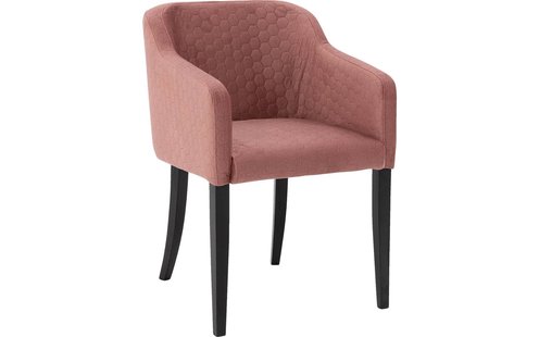 Goossens Eetkamerstoel Peda roze stof met armleuning, elegant chic