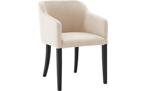Goossens Eetkamerstoel Peda beige velvet stof met armleuning, elegant chic