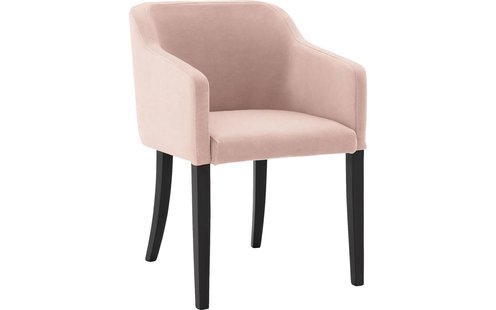 Goossens Eetkamerstoel Peda roze velvet stof met armleuning, elegant chic