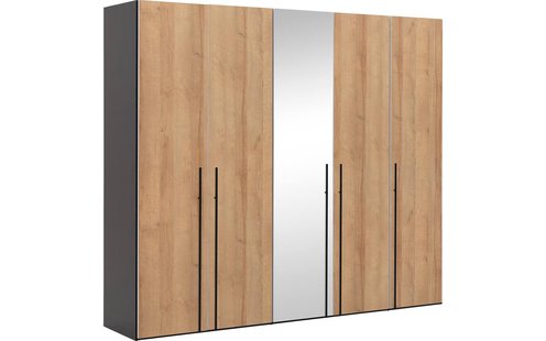 Goossens Kledingkast Easy Storage Ddk, Kledingkast 253 cm breed, 220 cm hoog, 4x draaideur en 1x spiegel draaideur midden