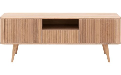 Goossens Tv Meubel Seppe, 2 deuren 1 lade 1 open vak 135 cm breed