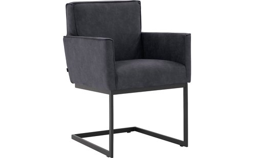 Goossens Excellent Eetkamerstoel Tom blauw micro leer met armleuning, urban industrieel