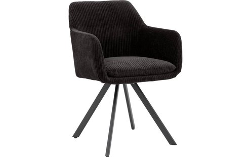 Goossens Excellent Eetkamerstoel Binn grijs stof graden draaibaar met return functie met armleuning, stijlvol landelijk