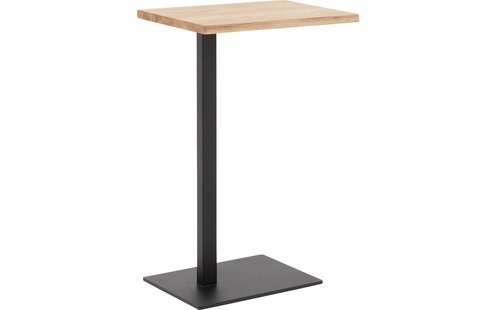 Goossens Nachtkastje Tangel, Voet vierkant metaal ral 9005 zwart, blad massief eik