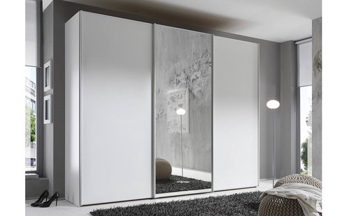 Goossens Kledingkast Big Choice Type 01 163, Slaapkamerkast 280 cm breed, 240 cm hoog, 2 schuifdeuren en 1 glas schuifdeur midden