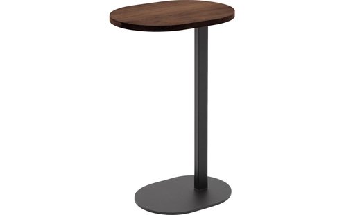 Goossens Nachtkastje Oval, Voet ovaal metaal ral 9005 zwart, blad massief eik