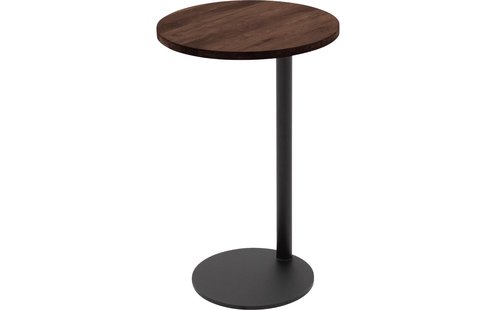 Goossens Nachtkastje Runt, Voet rond metaal ral 9005 zwart, blad massief eik