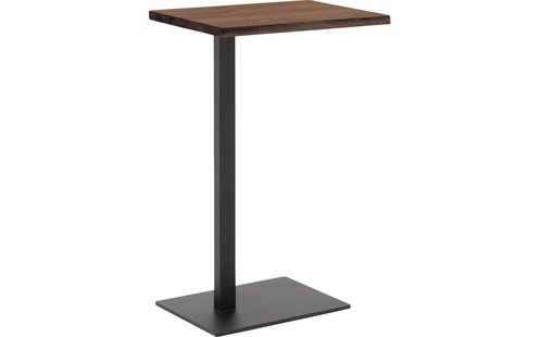 Goossens Nachtkastje Tangel, Voet vierkant metaal ral 9005 zwart, blad massief eik