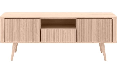 Goossens Tv Meubel Seppe, 2 deuren 1 lade 1 open vak 135 cm breed