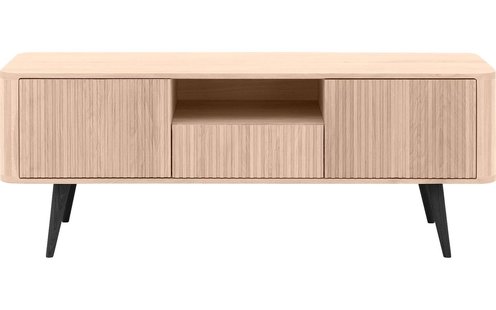 Goossens Tv Meubel Seppe, 2 deuren 1 lade 1 open vak 135 cm breed