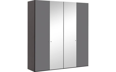 Goossens Kledingkast Easy Storage Ddk, Kledingkast 203 cm breed, 220 cm hoog, 2x glas draaideur en 2x spiegel draaideur midden