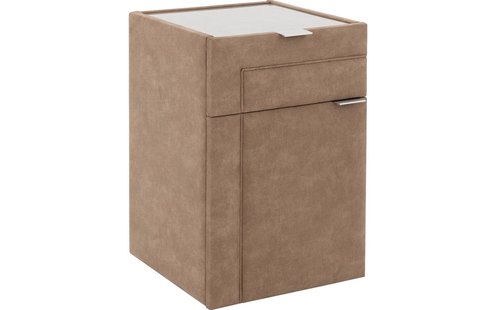 Goossens Excellent Nachtkastje Nomade Sahara, 1 deur links, met inleg glasblad