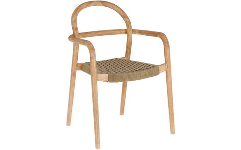 Kave Home Kave Home Eetkamerstoel Sheryl, Sheryl stoel in massief 100% fsc eucalyptus en beige touw
