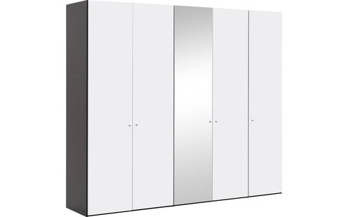 Goossens Kledingkast Easy Storage Ddk, Kledingkast 253 cm breed, 220 cm hoog, 4x draaideur en 1x spiegel draaideur midden