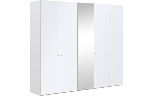 Goossens Kledingkast Easy Storage Ddk, Kledingkast 253 cm breed, 220 cm hoog, 4x glas draaideur en 1x spiegel draaideur midden
