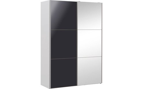 Goossens Kledingkast Easy Storage Sdk, 153 cm breed, 220 cm hoog, 1x 3 paneel schuifdeur li en 1x 3 paneel spiegel schuifdeur re