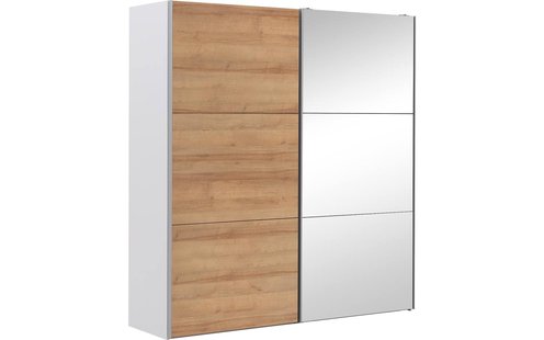 Goossens Kledingkast Easy Storage Sdk, 203 cm breed, 220 cm hoog, 1x 3 paneel schuifdeur li en 1x 3 paneel spiegel schuifdeur re