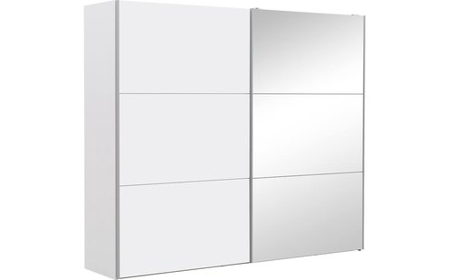 Goossens Kledingkast Easy Storage Sdk, 253 cm breed, 220 cm hoog, 1x 3 paneel schuifdeur li en 1x 3 paneel spiegel schuifdeur re