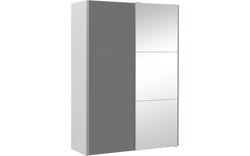 Goossens Kledingkast Easy Storage Sdk, 153 cm breed, 220 cm hoog, 1x 3 paneel glas schuifdeur li en 1x 3 paneel spiegel schuifdeur re