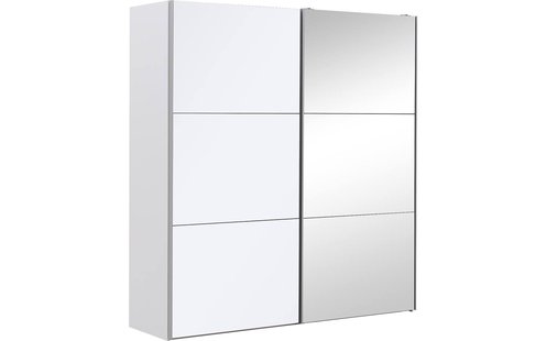 Goossens Kledingkast Easy Storage Sdk, 203 cm breed, 220 cm hoog, 1x 3 paneel glas schuifdeur li en 1x 3 paneel spiegel schuifdeur re