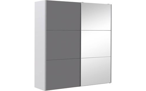 Goossens Kledingkast Easy Storage Sdk, 203 cm breed, 220 cm hoog, 1x 3 paneel glas schuifdeur li en 1x 3 paneel spiegel schuifdeur re