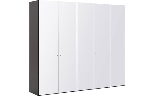 Goossens Kledingkast Easy Storage Ddk, Kledingkast 253 cm breed, 220 cm hoog, 5x glas draaideur