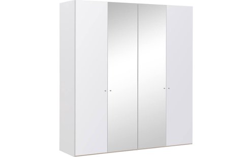 Goossens Kledingkast Easy Storage Ddk, Kledingkast 203 cm breed, 220 cm hoog, 2x glas draaideur en 2x spiegel draaideur midden